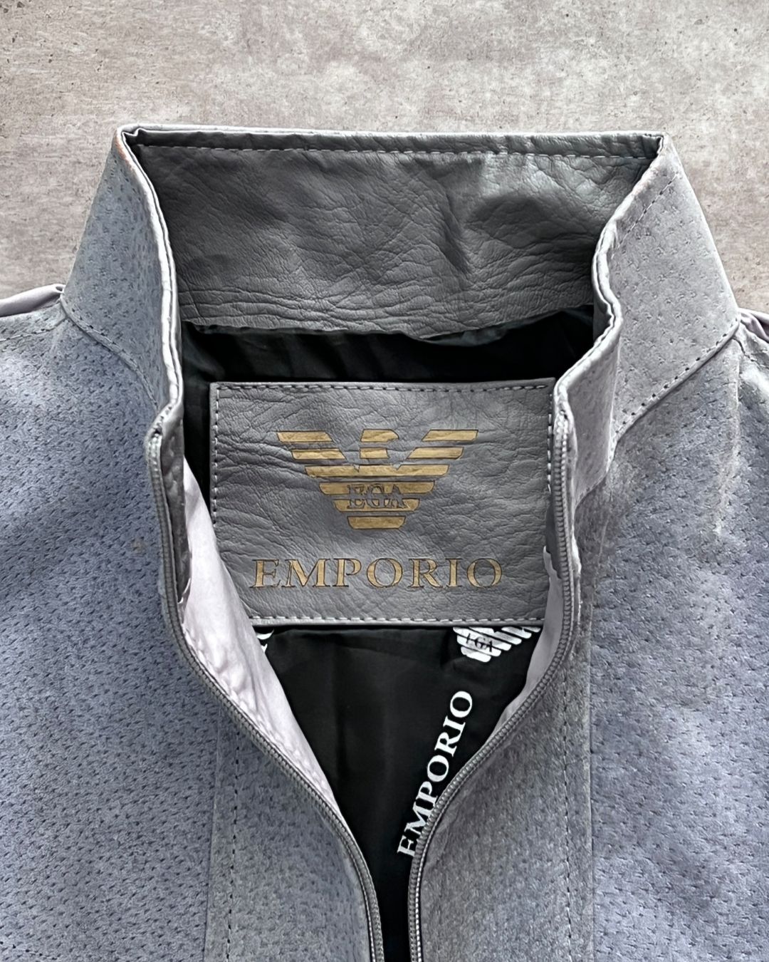 EMPORIO GREY LEATHER JACKT (S)