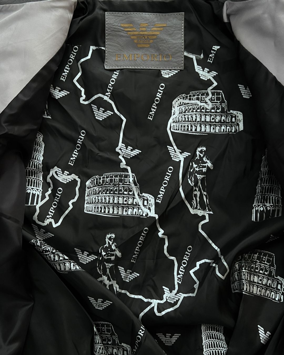 EMPORIO GREY LEATHER JACKT (S)