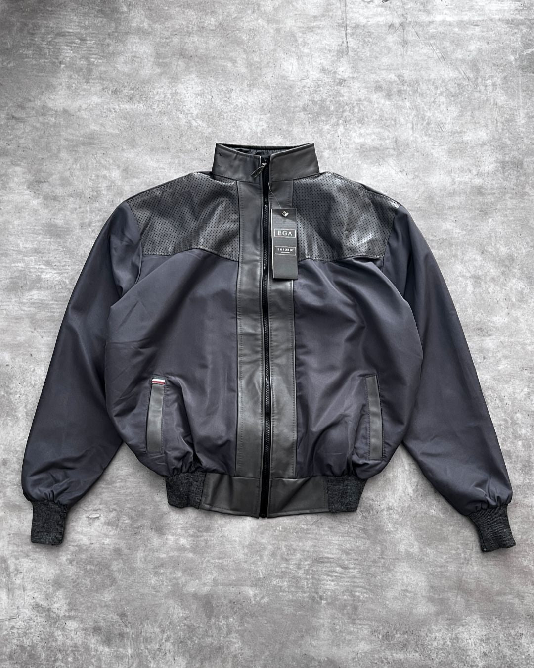 EMPORIO GREY LEATHER JACKT (M)