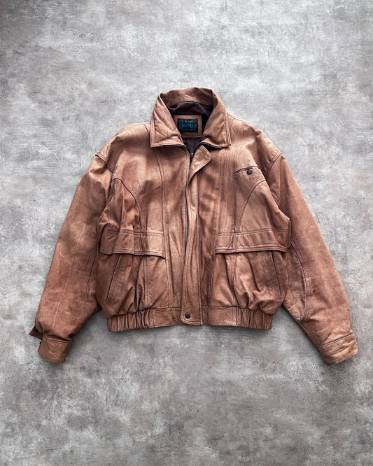 VINTAGE BOMBER LEATHER JACKT (M)
