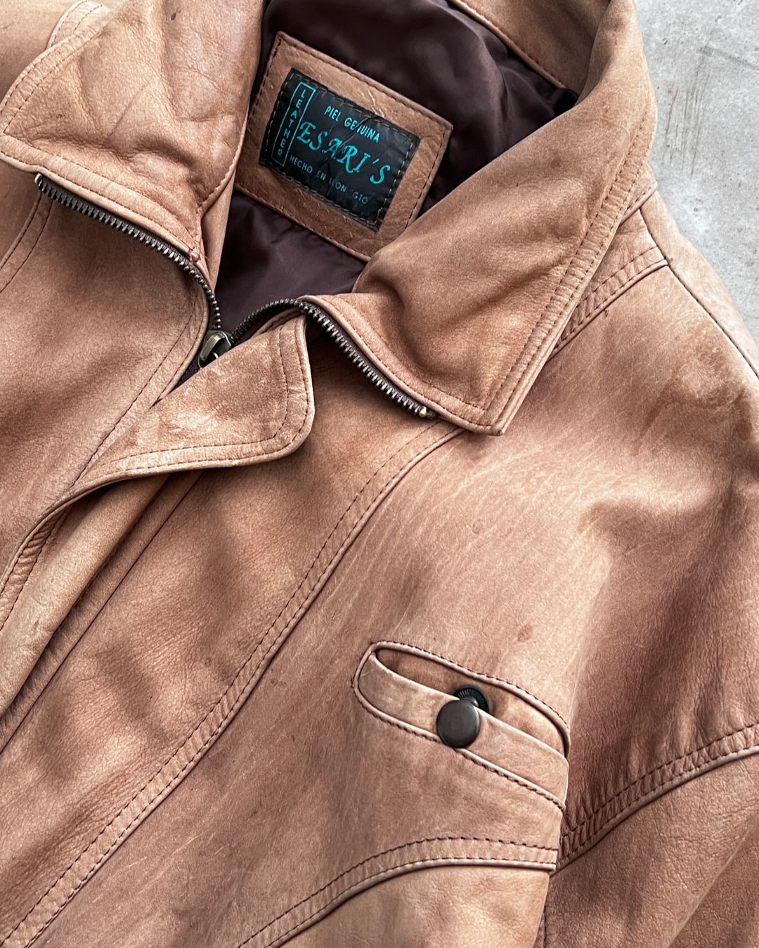 VINTAGE BOMBER LEATHER JACKT (M)