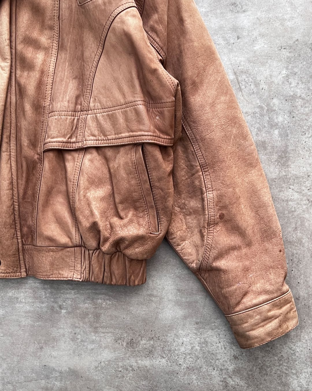 VINTAGE BOMBER LEATHER JACKT (M)