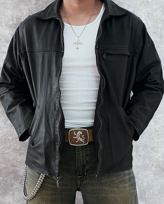 COWBOY BLCK LEATHER JACKET (M)