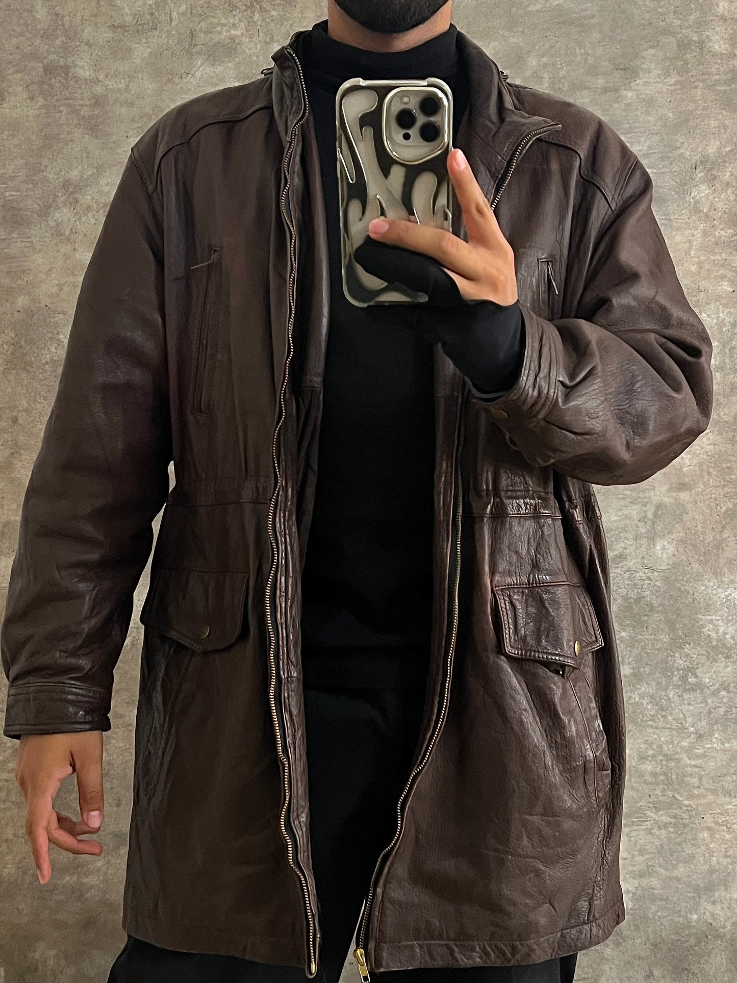 Gabardina de piel 100% (L)