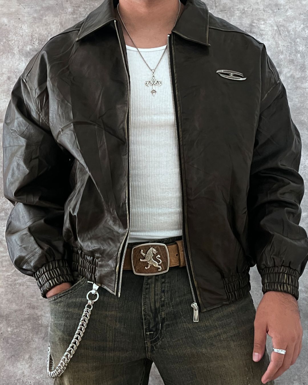 AELFRIC EDEN LEATHER JACKET (L)