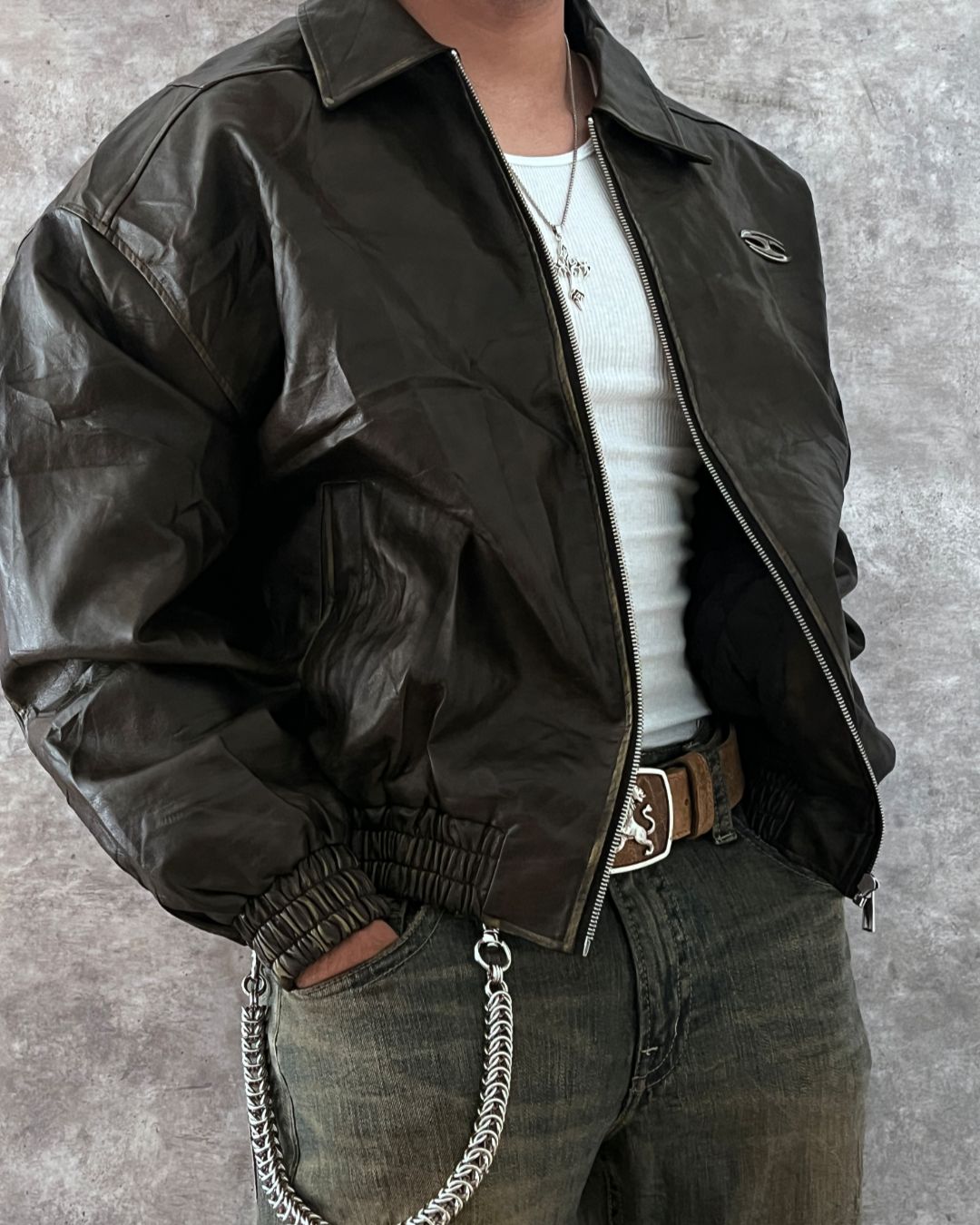 AELFRIC EDEN LEATHER JACKET (L)