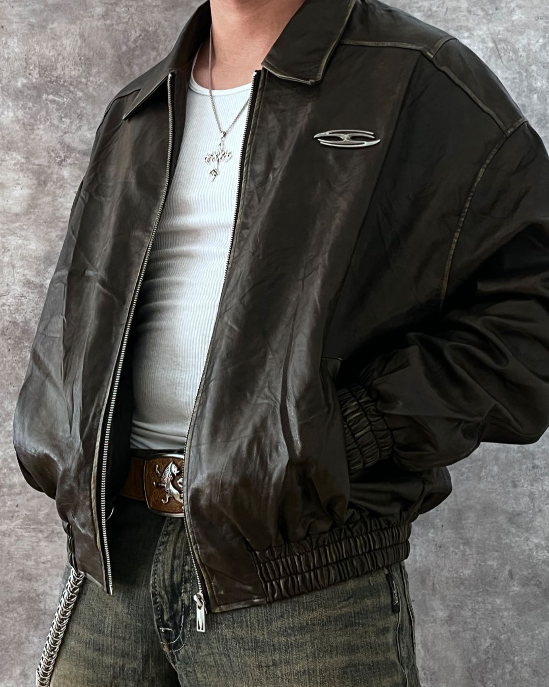 AELFRIC EDEN LEATHER JACKET (L)