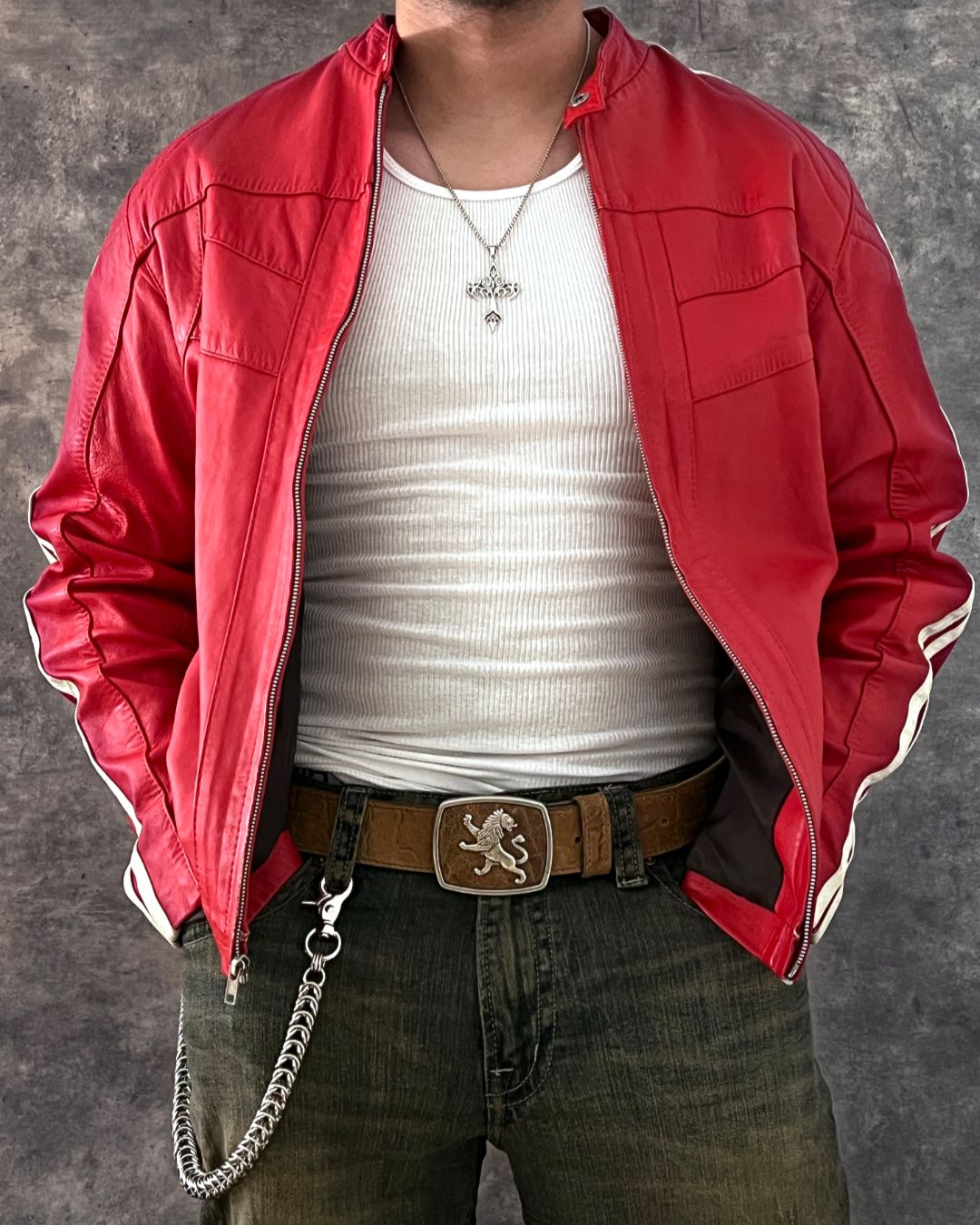RED RACER LEATHER JACKET (L)