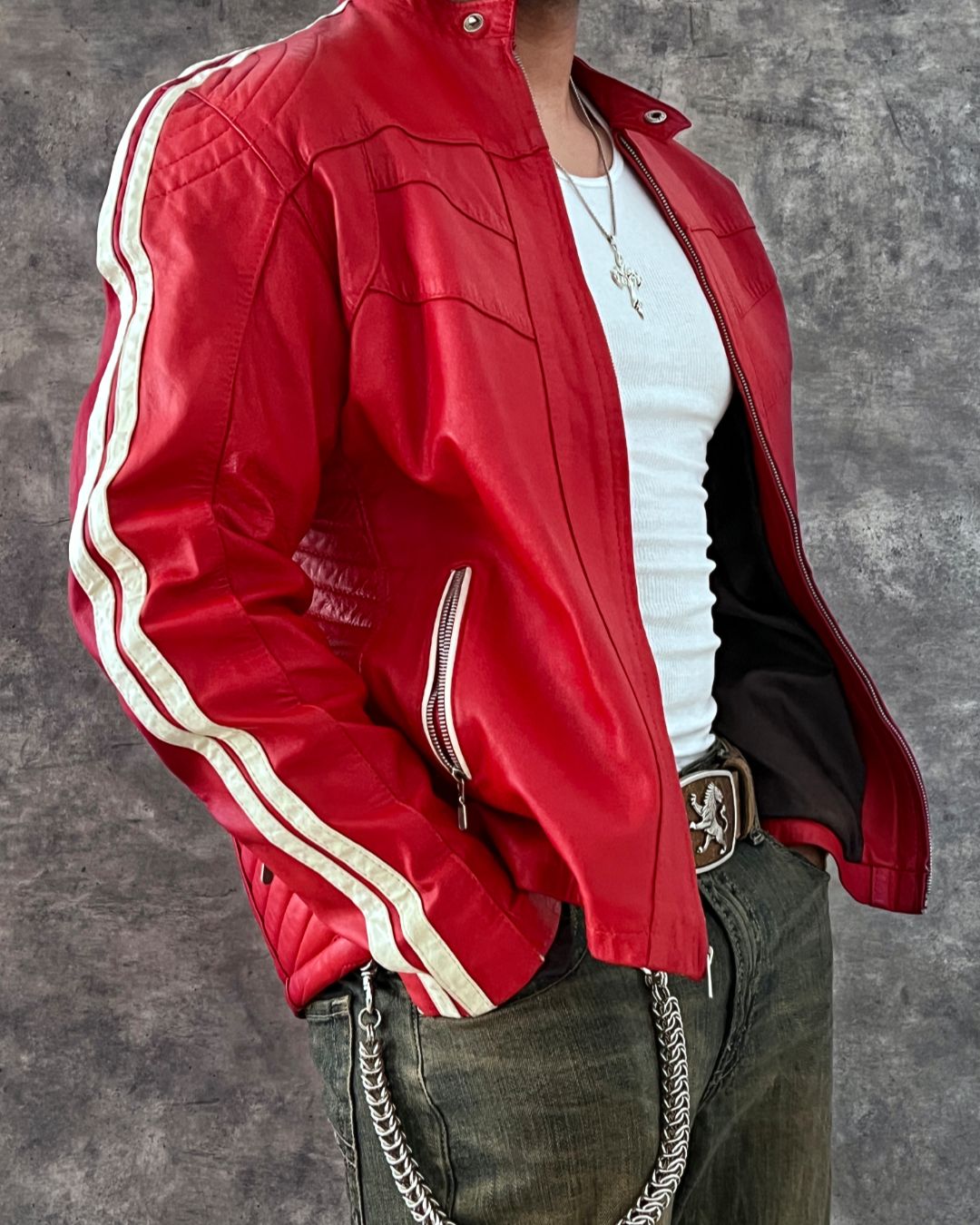 RED RACER LEATHER JACKET (L)