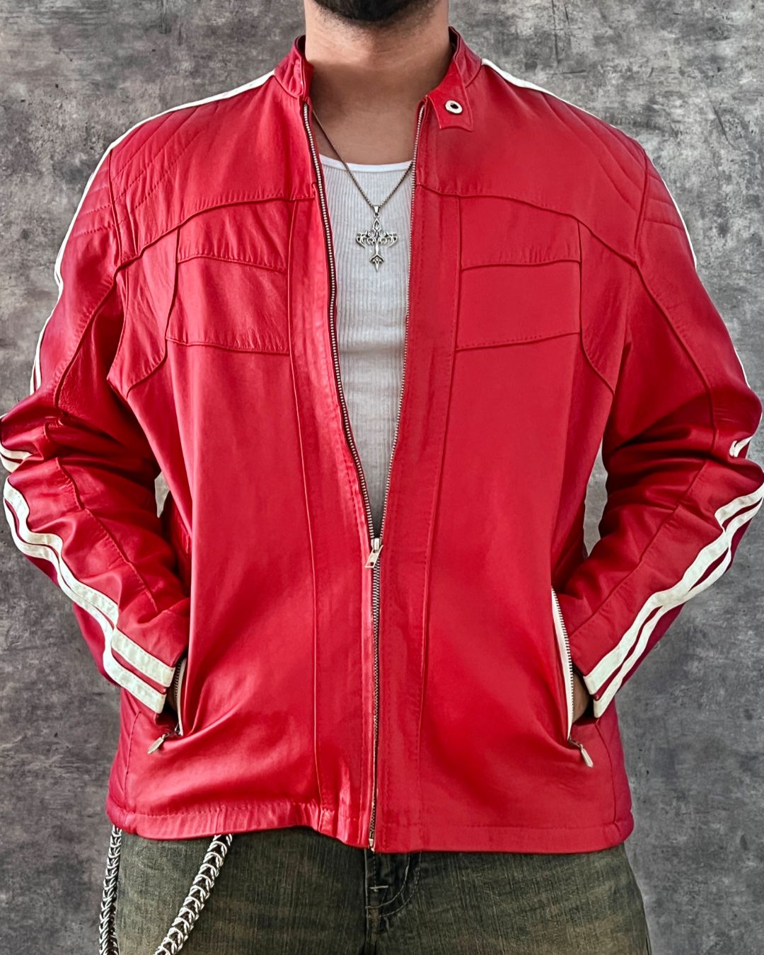 RED RACER LEATHER JACKET (L)