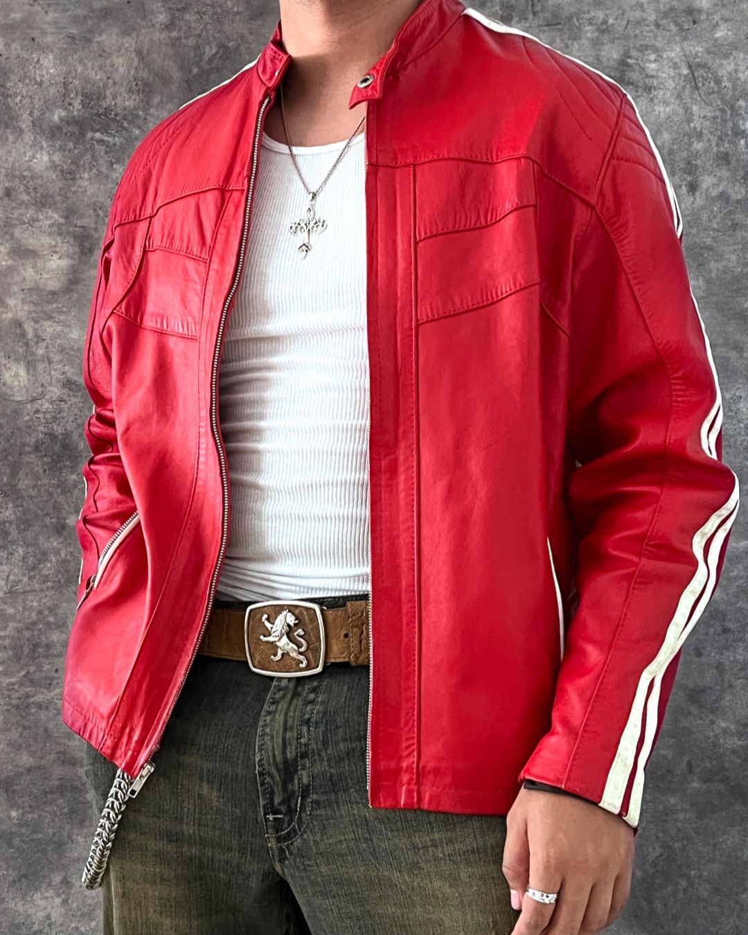 RED RACER LEATHER JACKET (L)