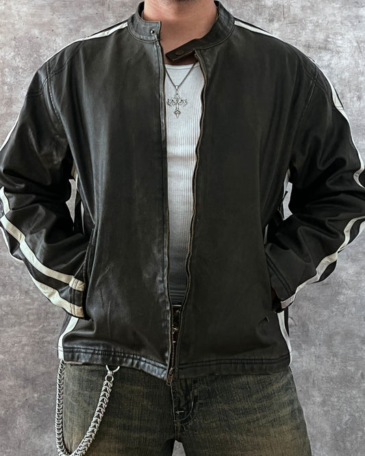 LEATHER RACER JACKET (L)