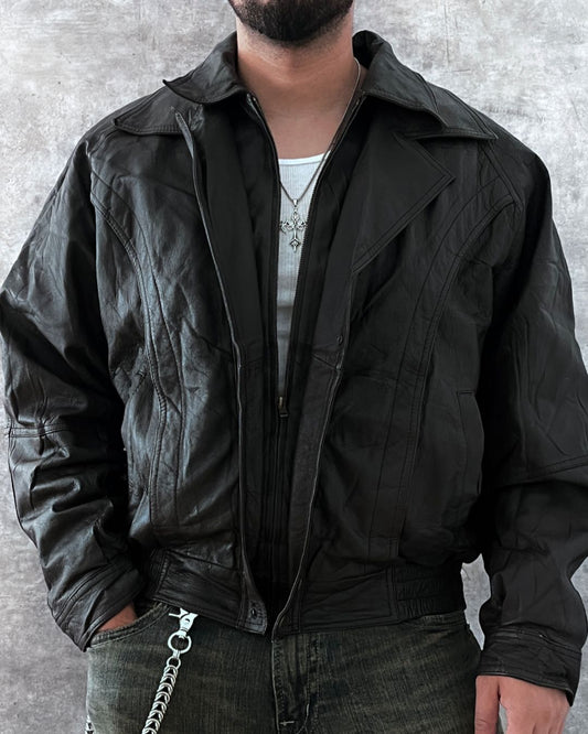 VAMPIRE LEATHER BOMBER JACKET (L) 🦇