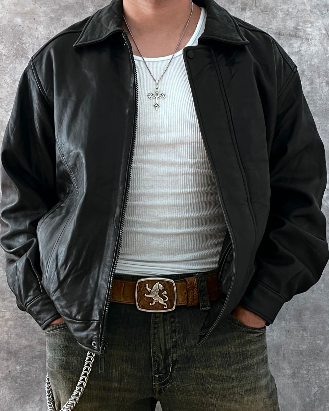 LEATHER LAMBSKIN JACKET (L)