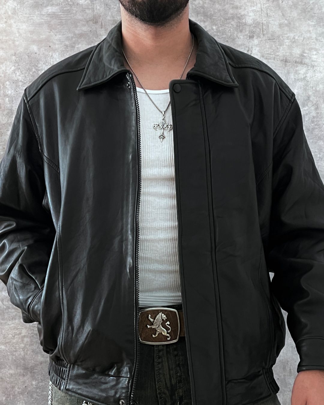 LEATHER LAMBSKIN JACKET (L)