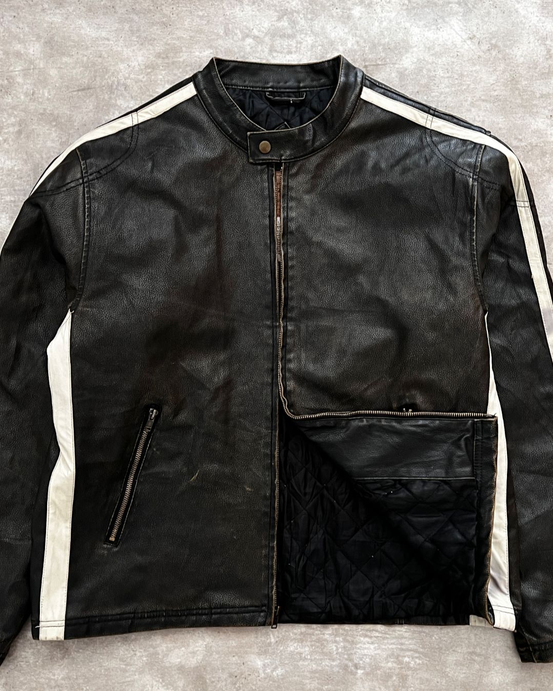 LEATHER RACER JACKET (L)