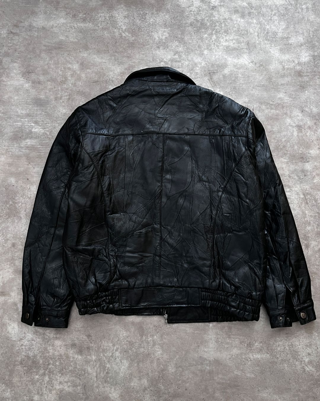 DARK BOMBER LEATHER JACKET (L)