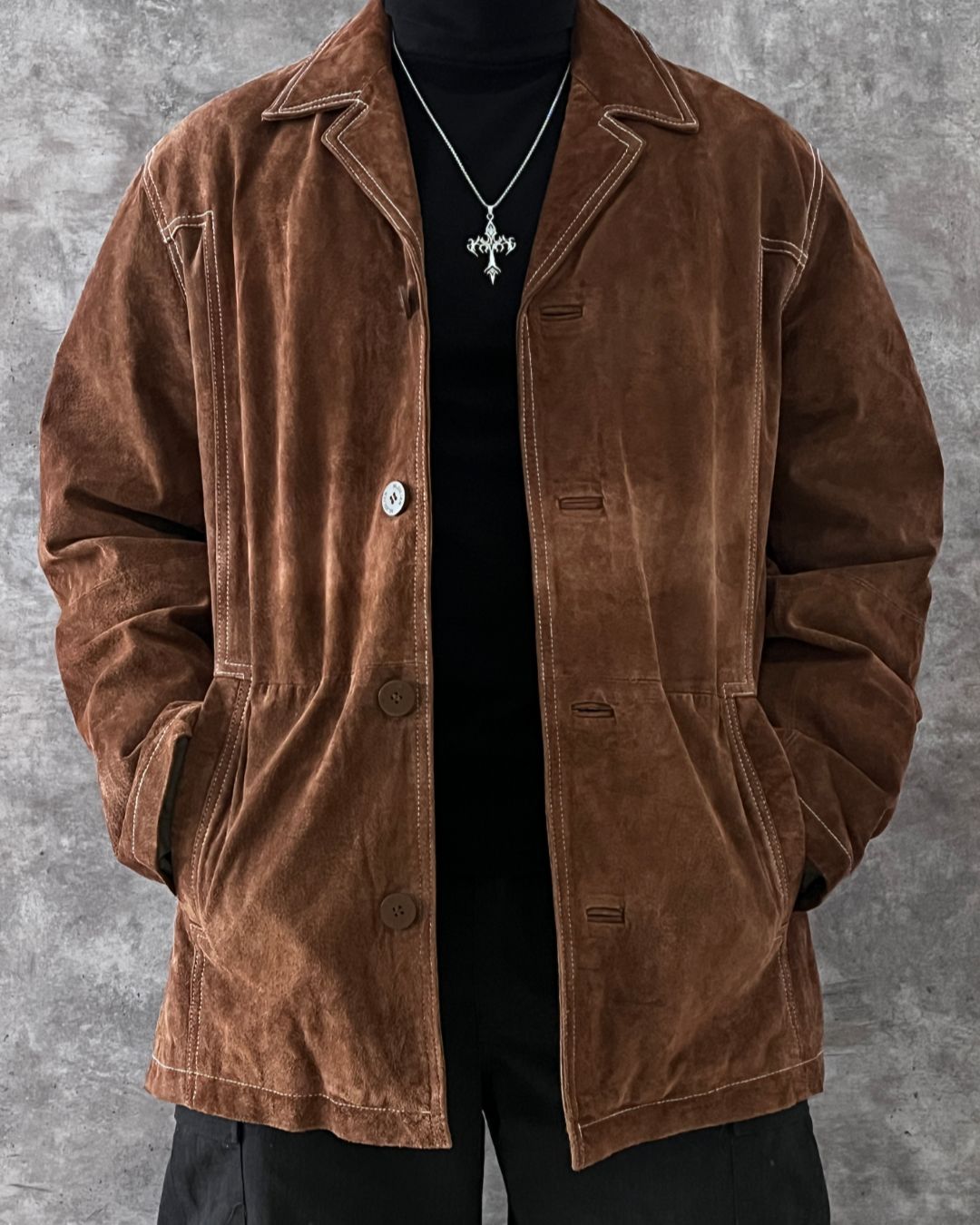 COWBOY LEATHER HUNTER JACKT OFF WHITE (XL)