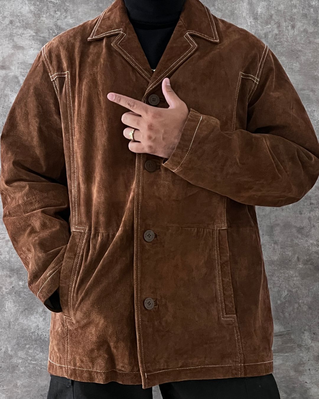 COWBOY LEATHER HUNTER JACKT OFF WHITE (XL)