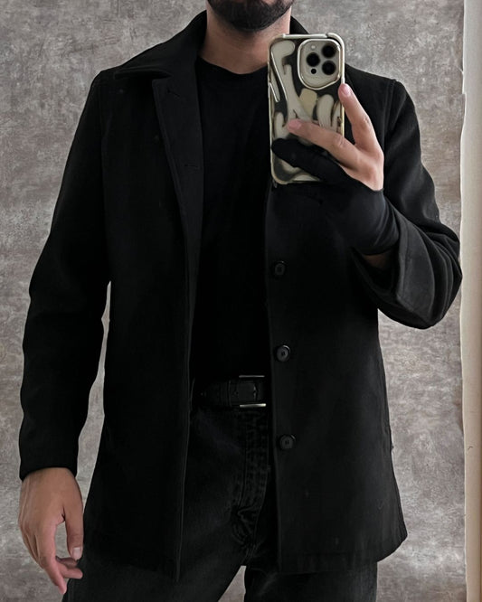 BLACK WOOL COAT (S)