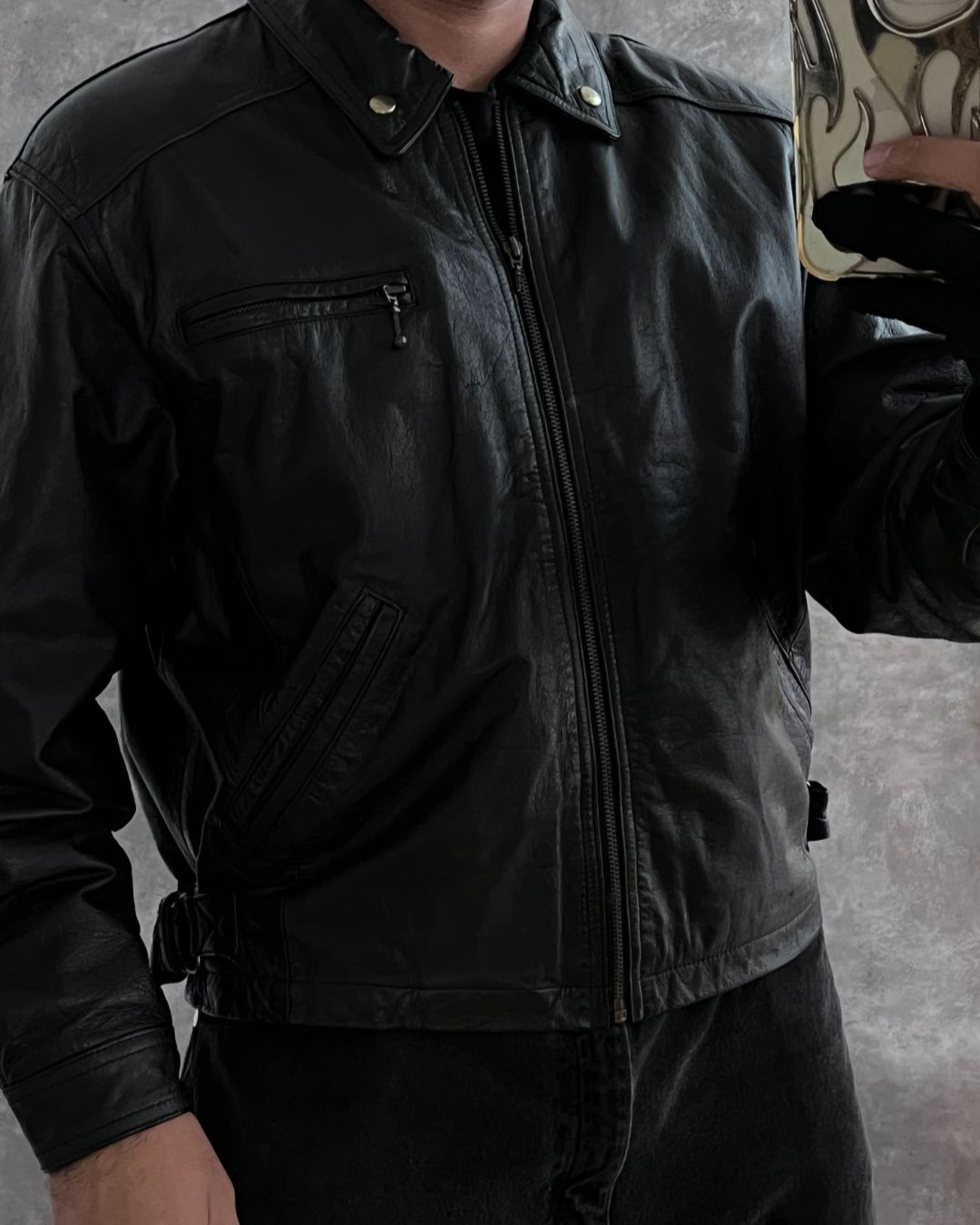 LEATHER BOMBER JACKET (M)