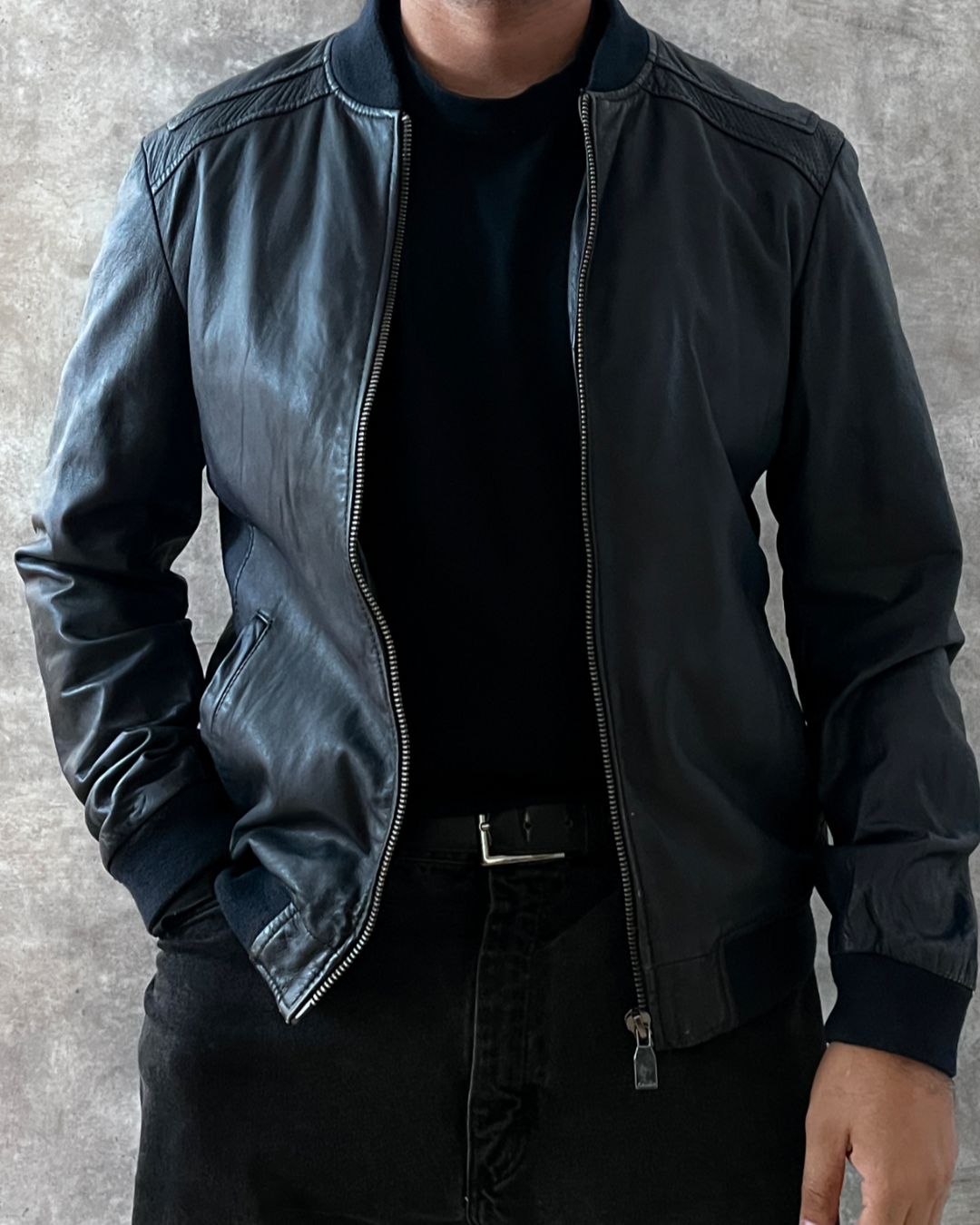 ZARA LEATHER JACKET BLACK LABEL (L)