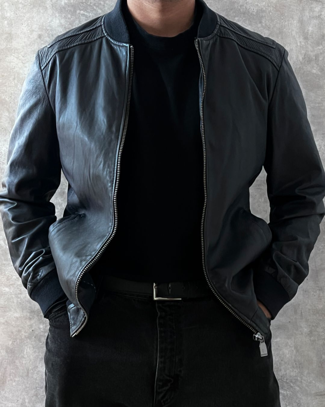 ZARA LEATHER JACKET BLACK LABEL (L)