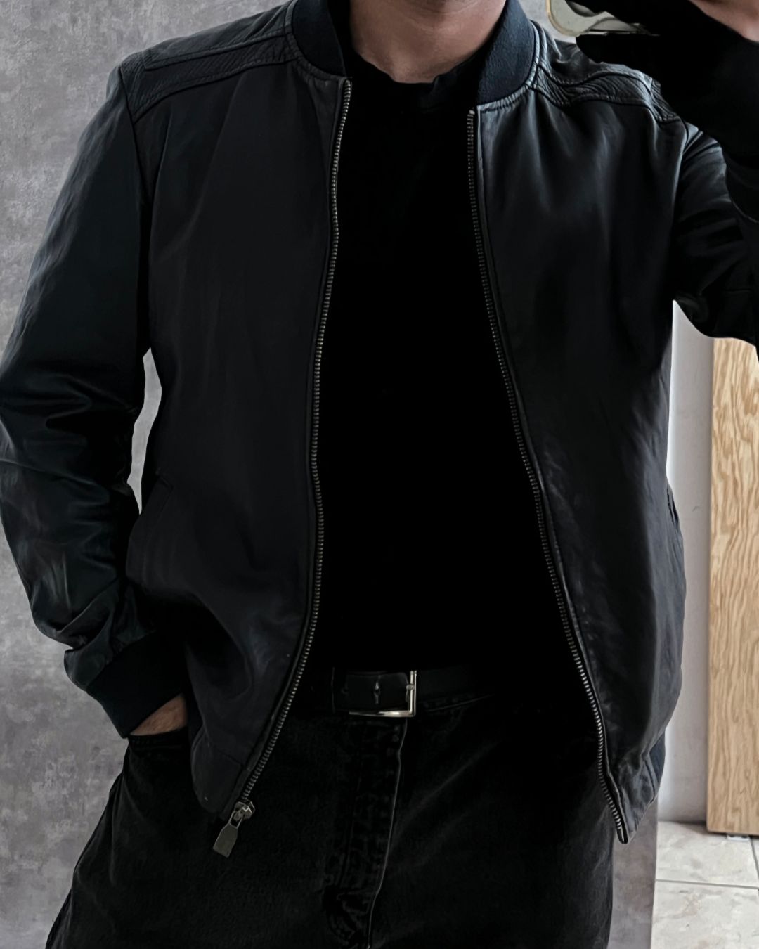 ZARA LEATHER JACKET BLACK LABEL (L)