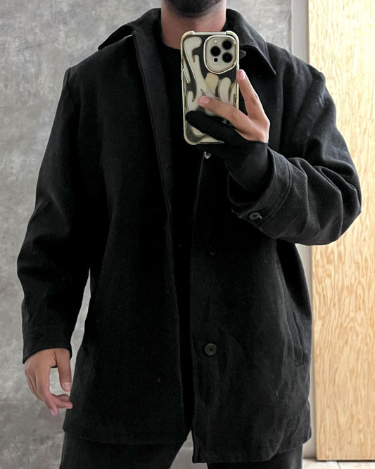 BLACK WOOL GABARDINE (L)