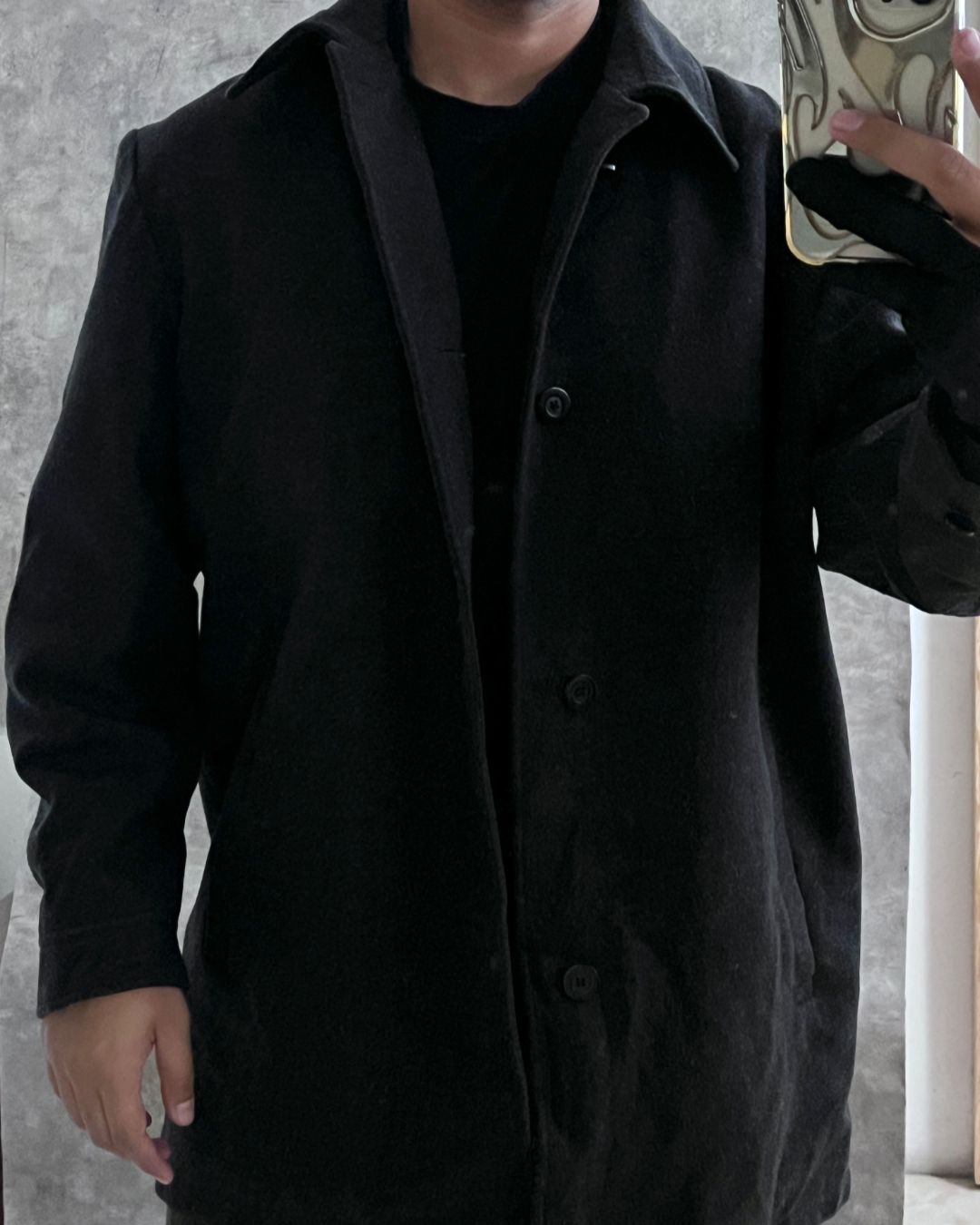 BLACK WOOL GABARDINE (L)