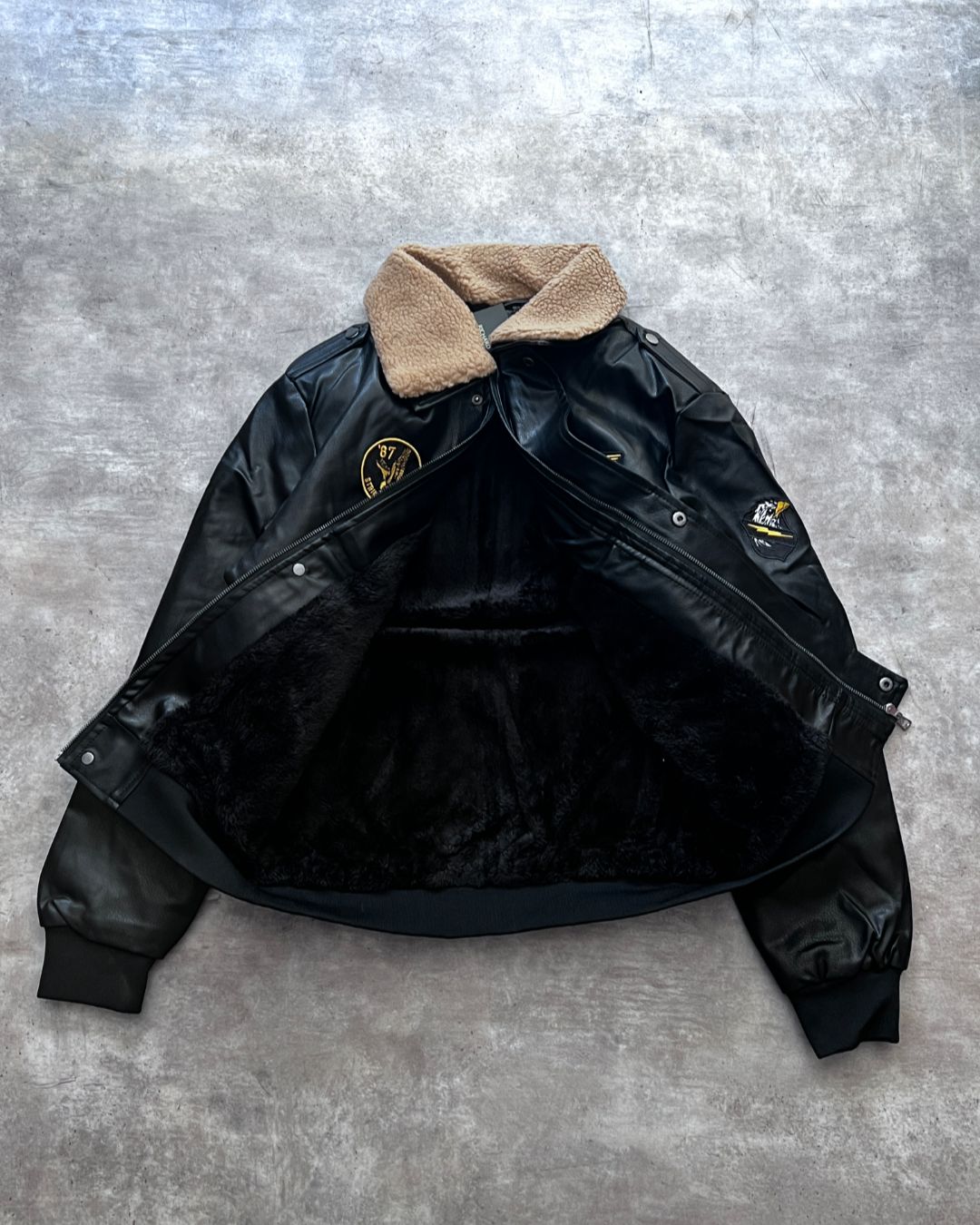 FLYING BOMBER LEATHER JACKET (M)