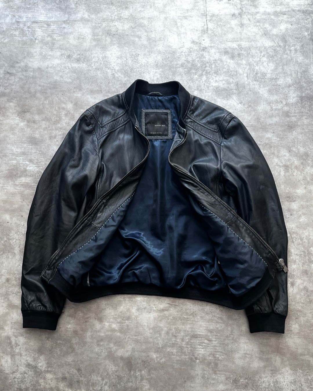 ZARA LEATHER JACKET BLACK LABEL (L)