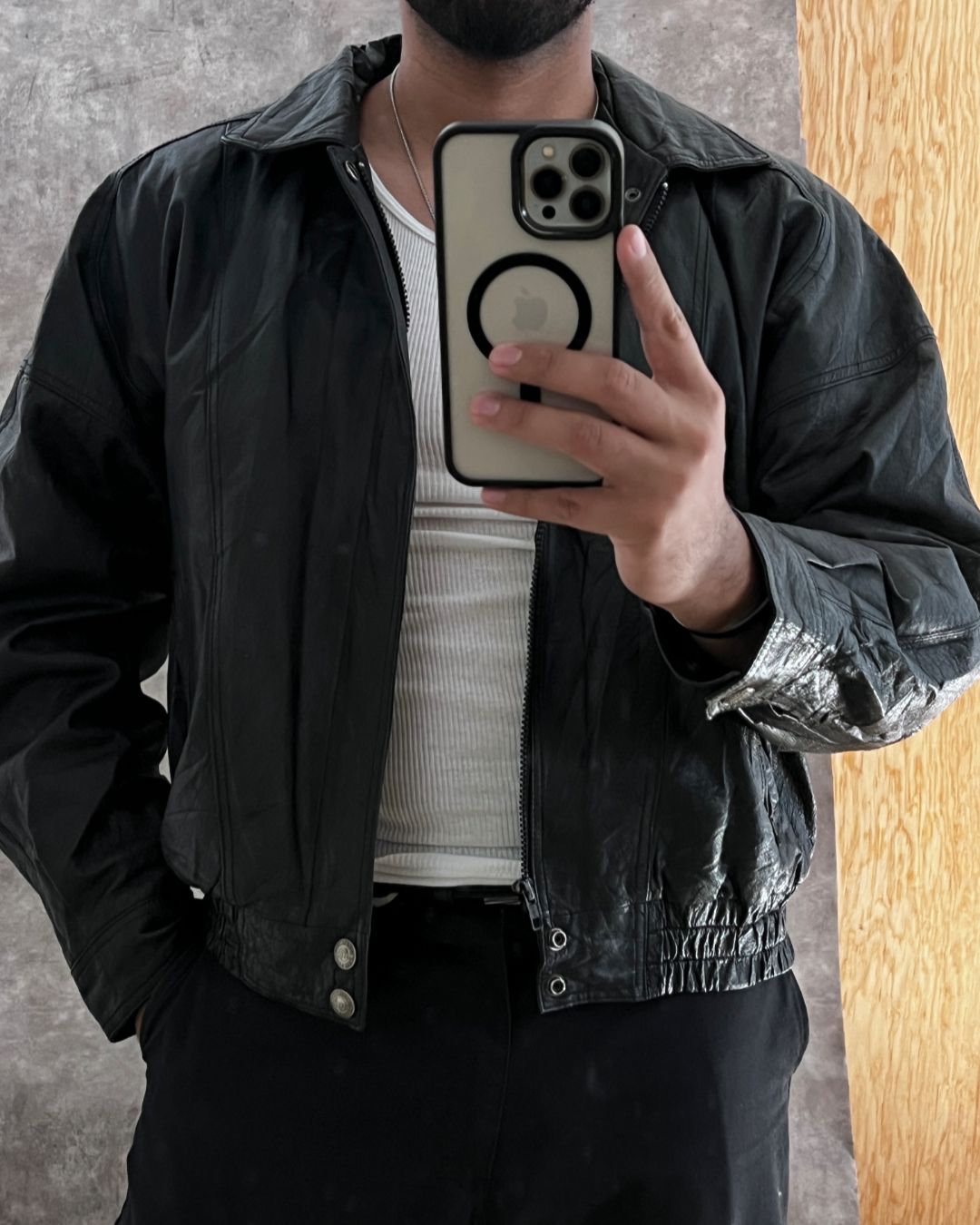 BOMBER LEATHER THERMIC JACKET (L)