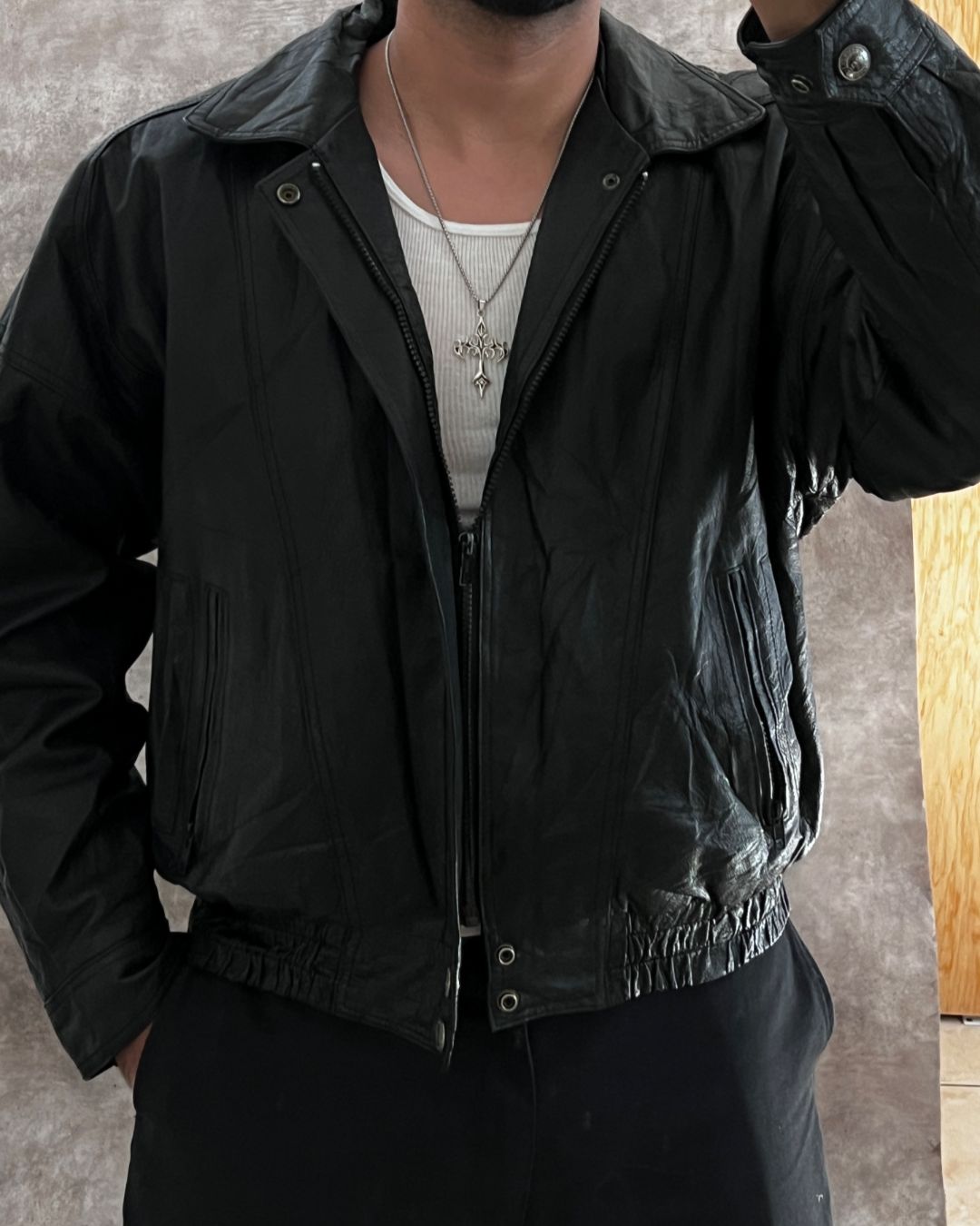 BOMBER LEATHER THERMIC JACKET (L)