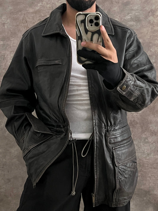 Vintage Leather Work Jacket (M)