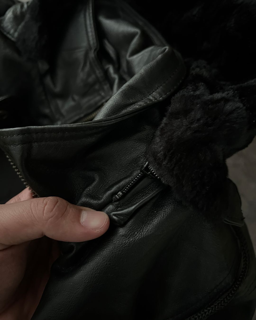 LEATHER BLACK GABARDINE (M)