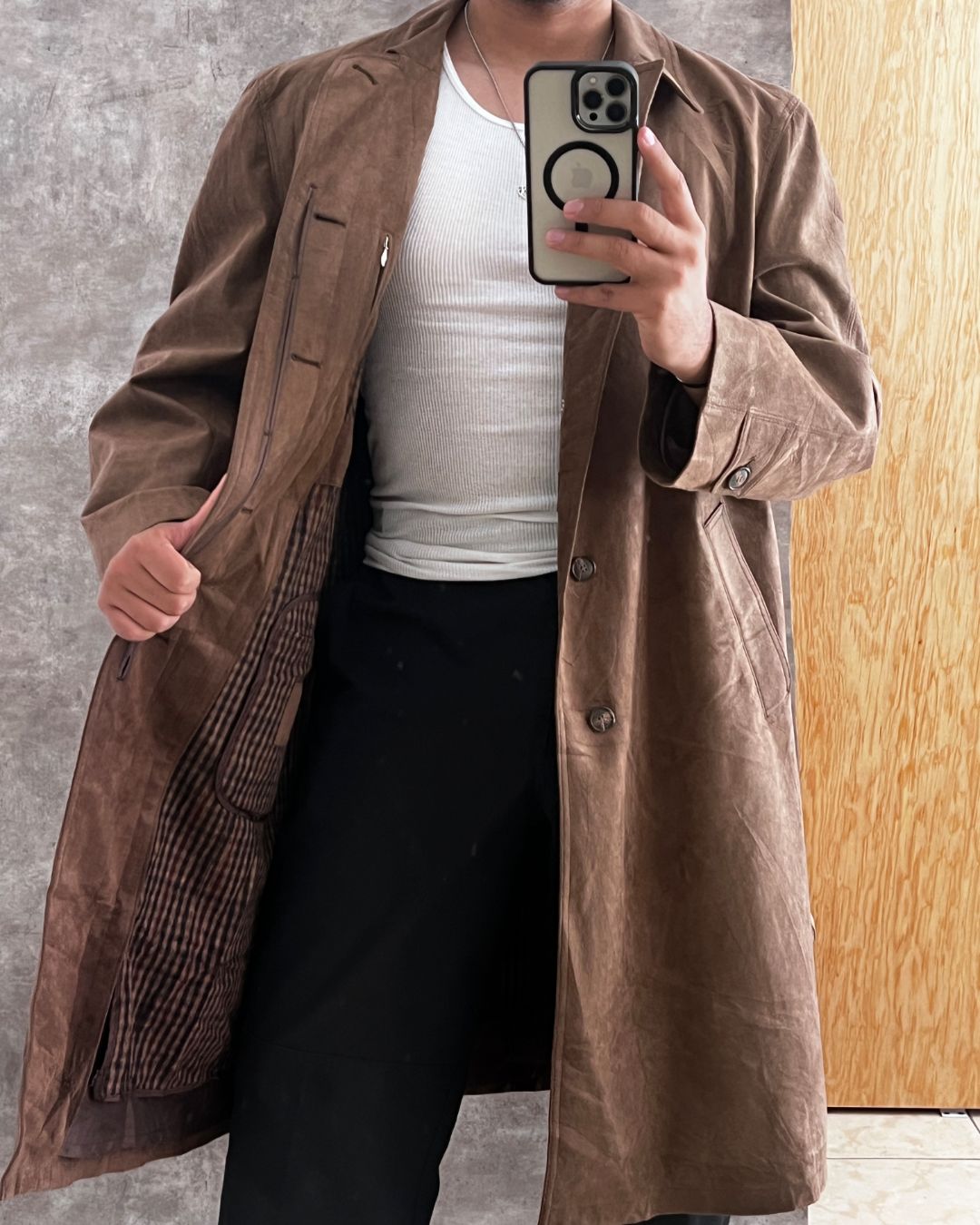 LEATHER LONG GABARDINE (L)