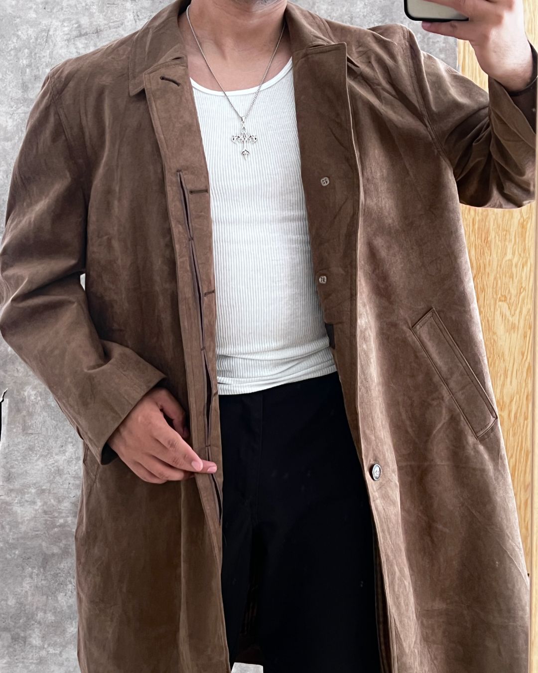 LEATHER LONG GABARDINE (L)