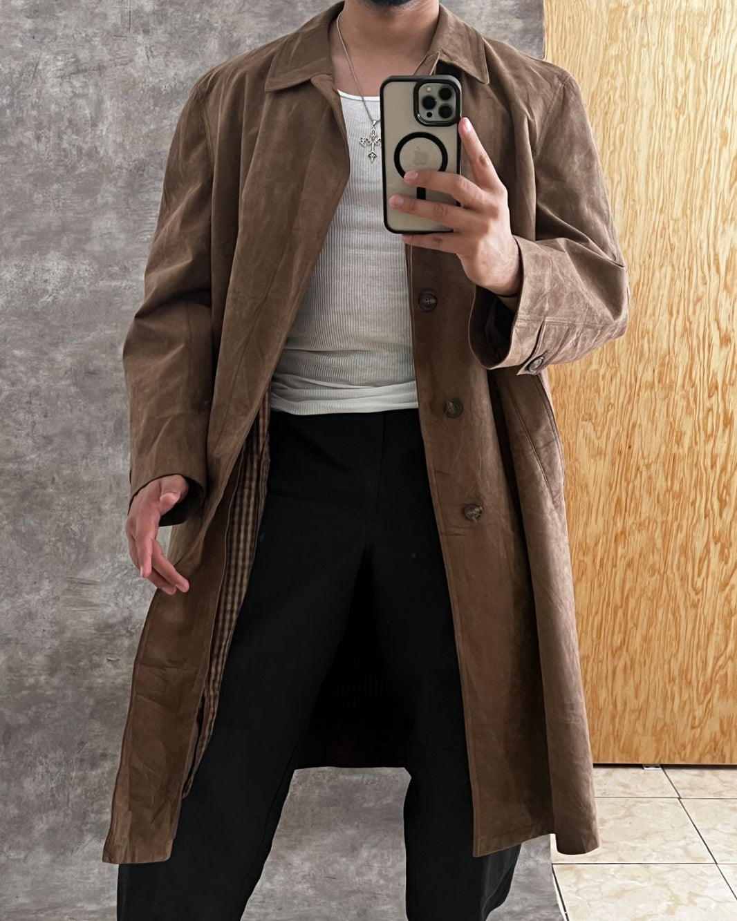 LEATHER LONG GABARDINE (L)