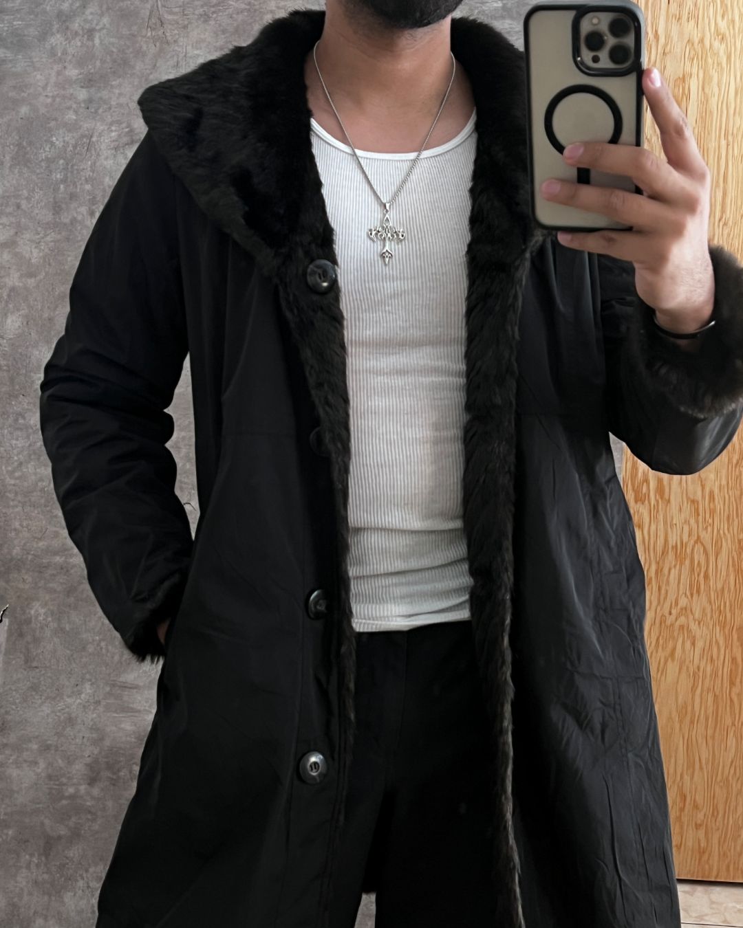 FAUX FUR DOUBLE VIEW COAT (S)