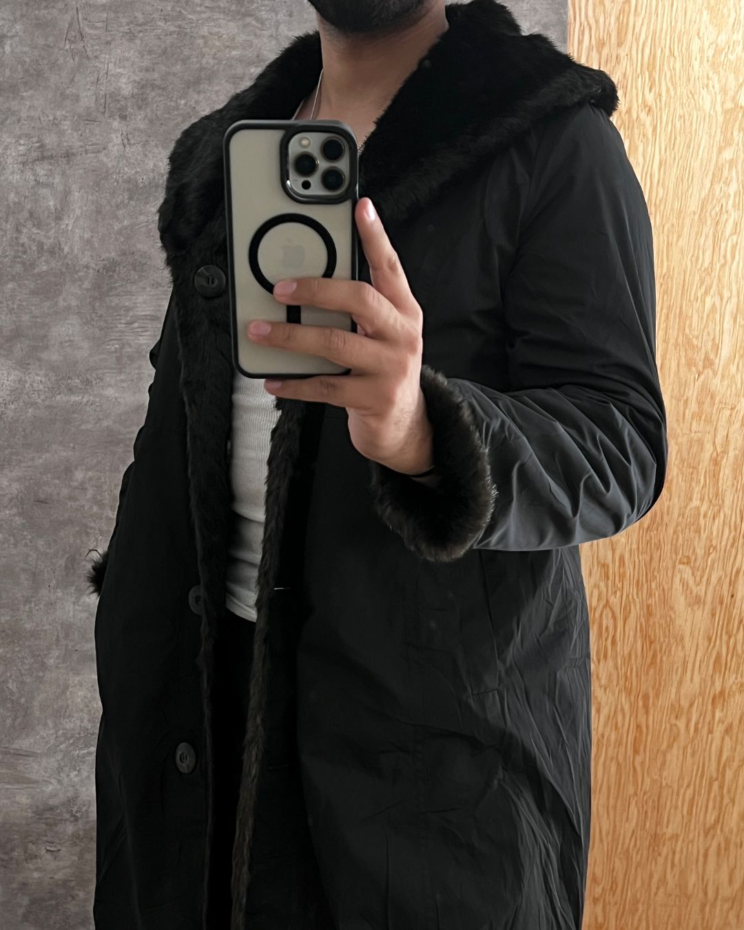 FAUX FUR DOUBLE VIEW COAT (S)