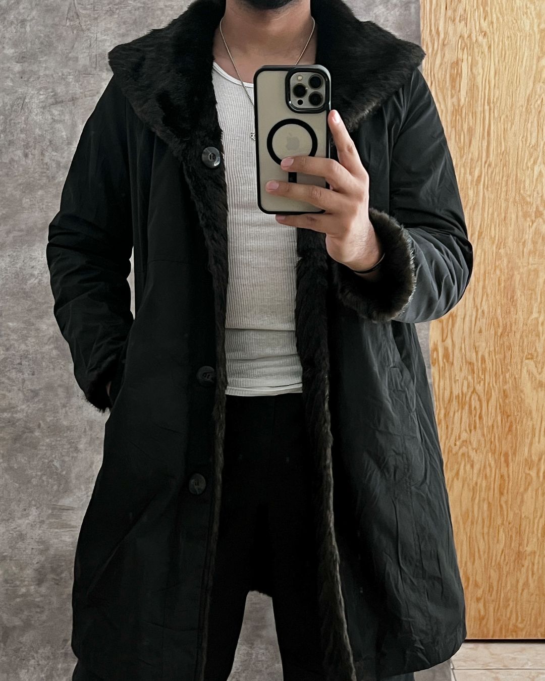 FAUX FUR DOUBLE VIEW COAT (S)