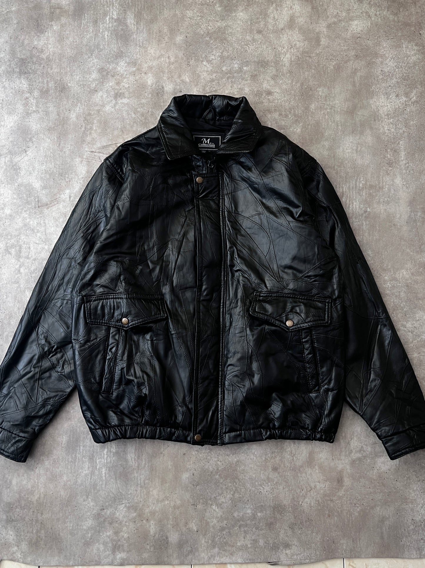 BOMBER LEATHER JACKET (XL)