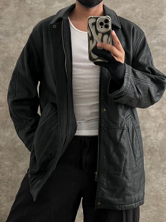 LEATHER JACKET BLACK (L)