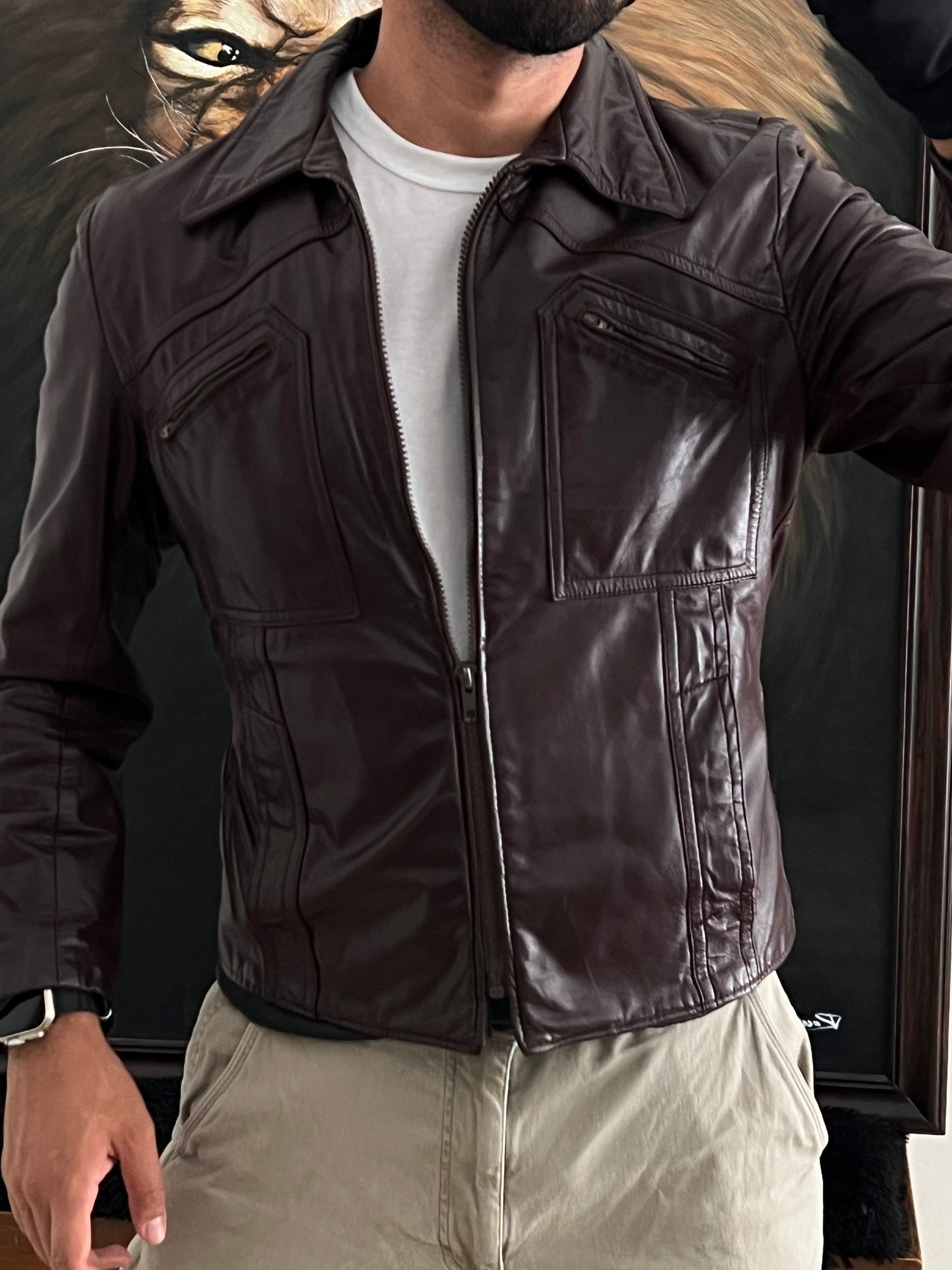 Vintage Wine Leather jacket (S)