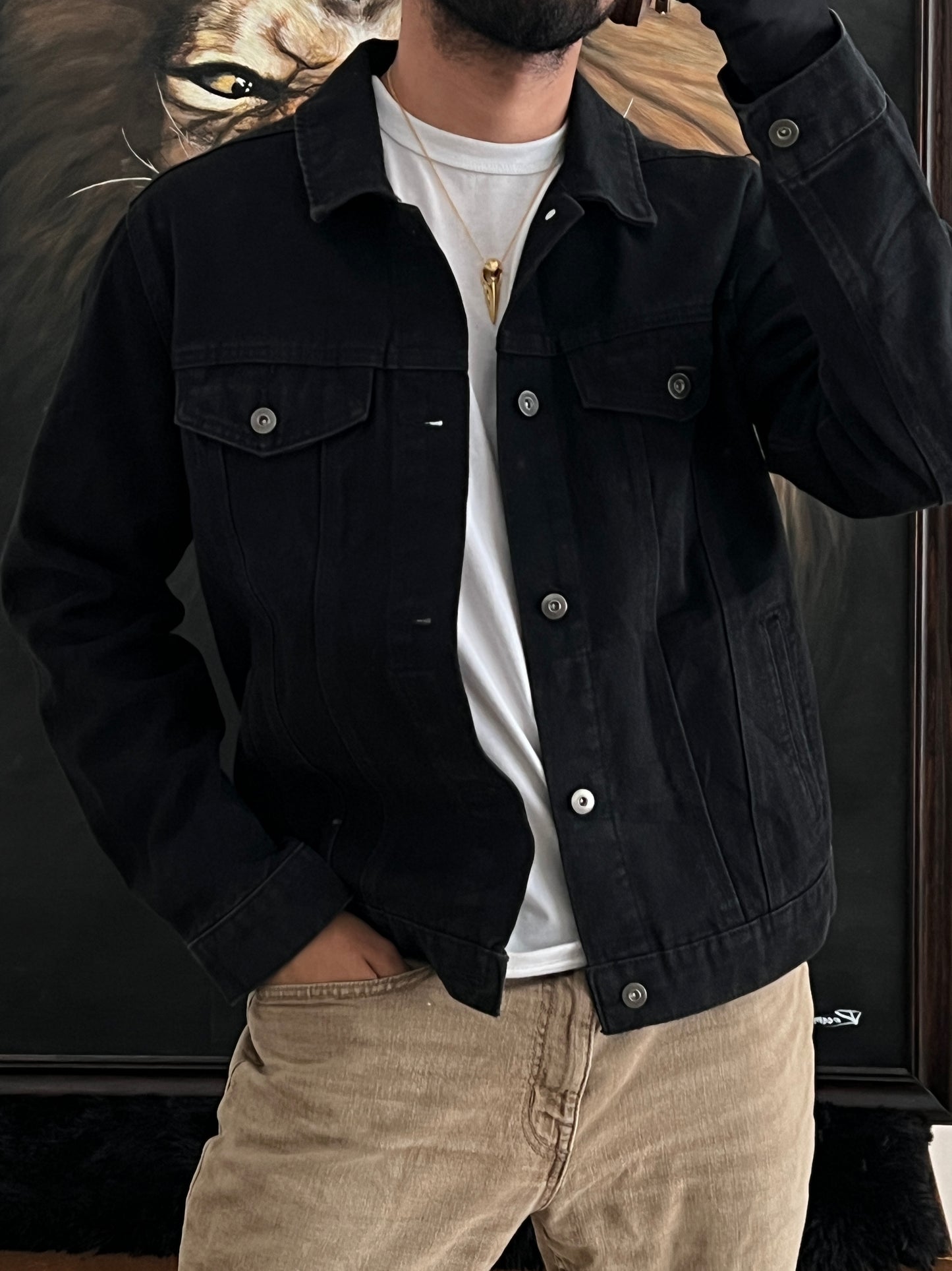 Black denim jacket (M)