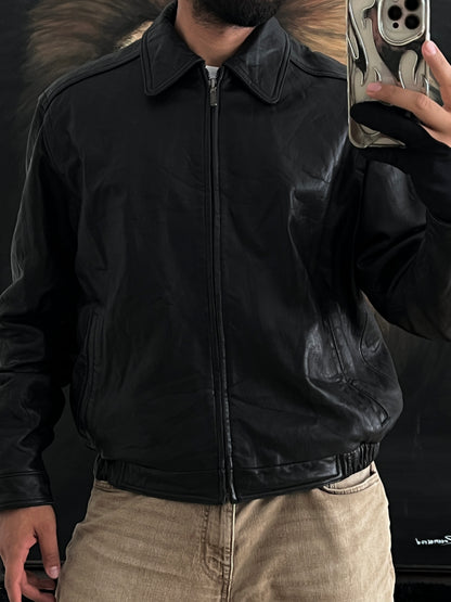 Bomber leather jacket (L)