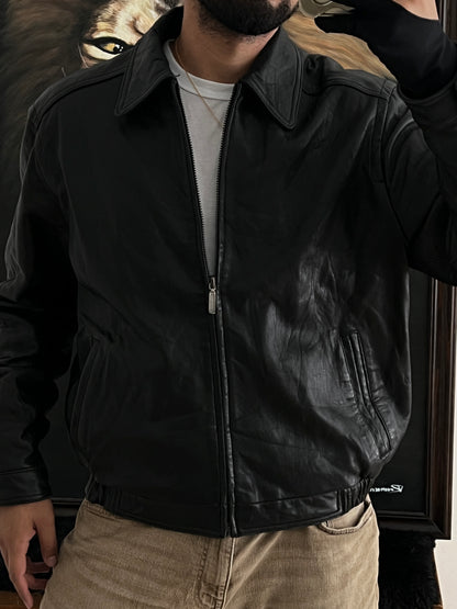 Bomber leather jacket (L)