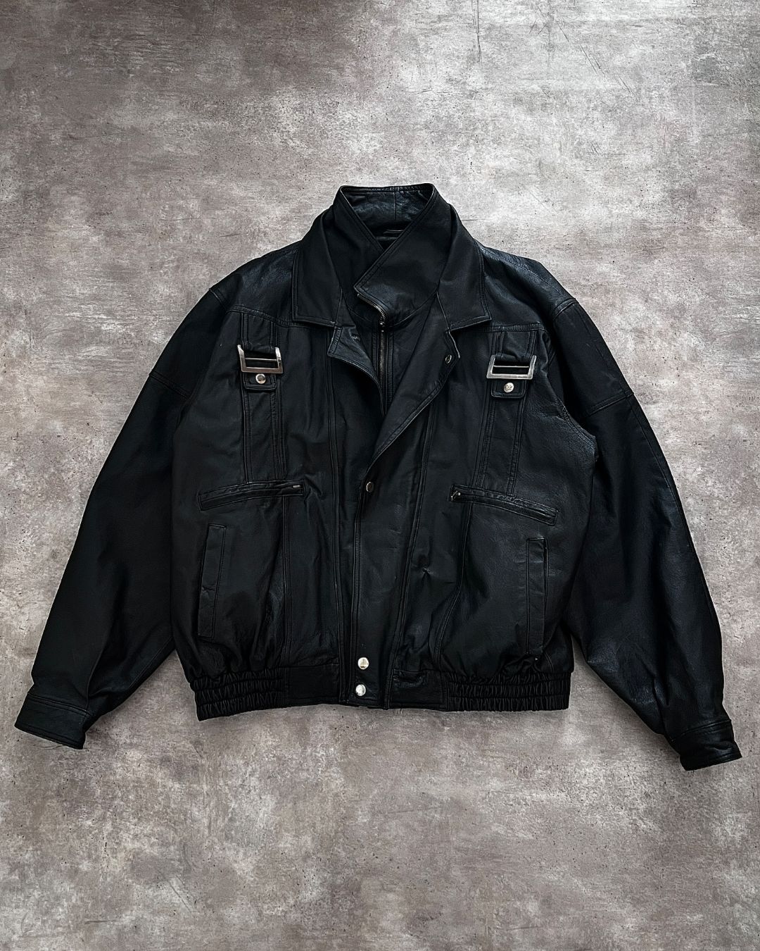 LEATHER BLACK JACKET (L/XL)