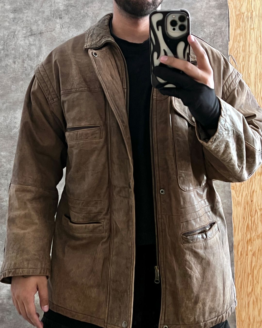 LEATHER HUNTER JACKET (M)